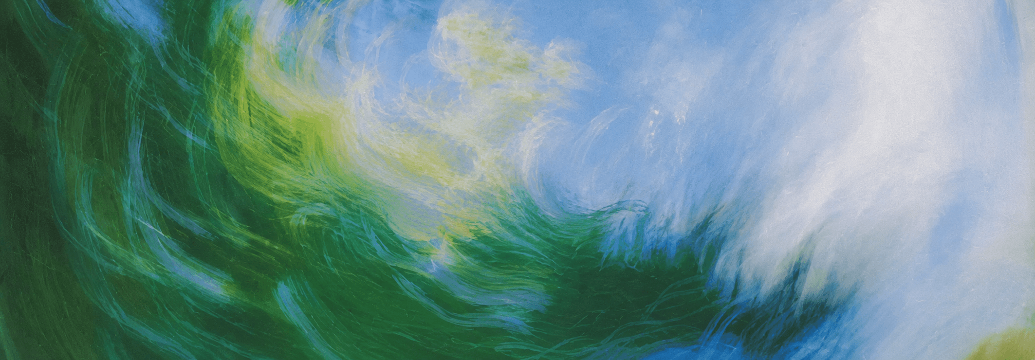 Abstract green and blue wave artwork